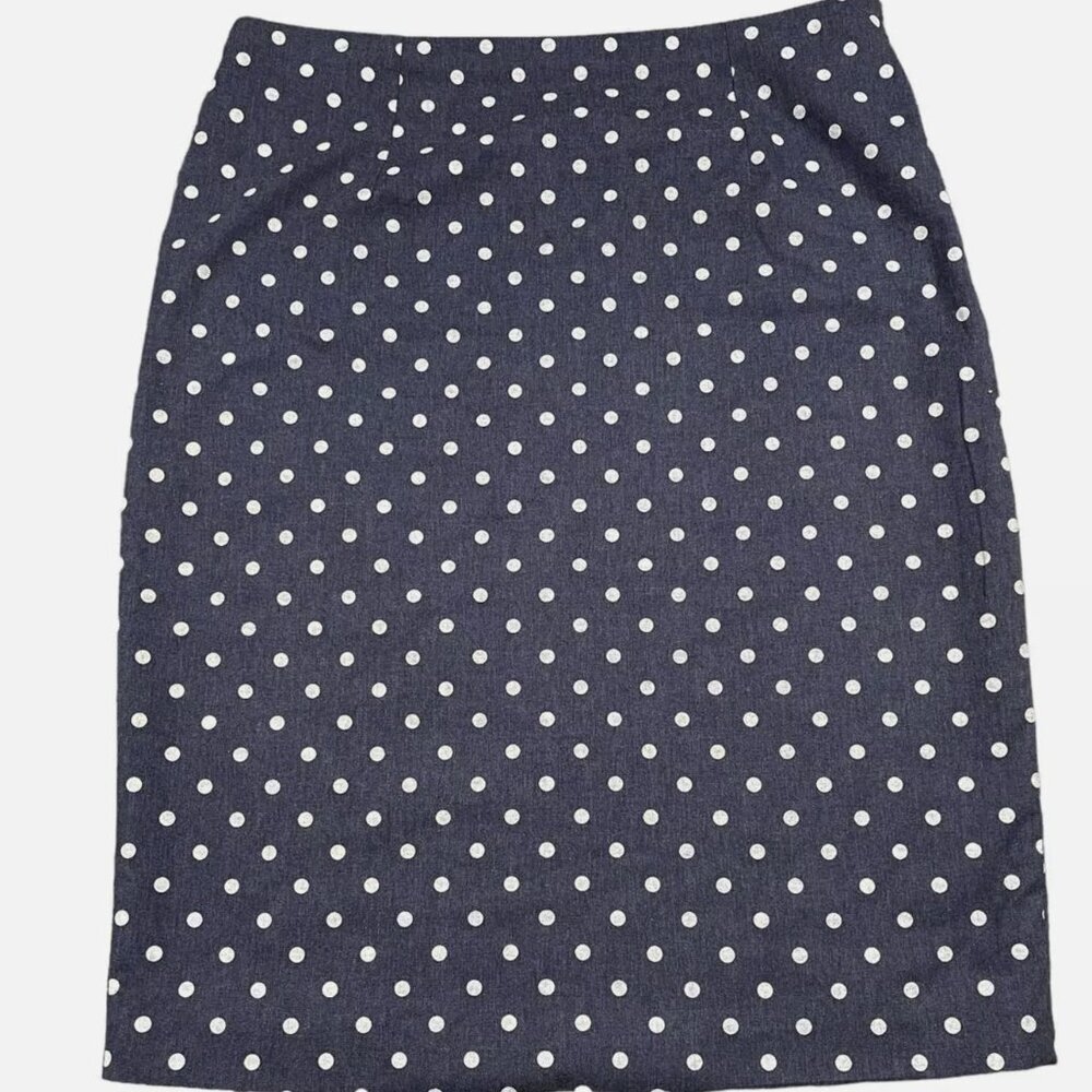 NWT Anthropologie Polka Dot Chambray Pencil Skirt by ISLA MAUDE - Picture 6 of 8